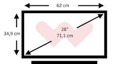cuantos cm mide una t.v. de 32 pulgadas